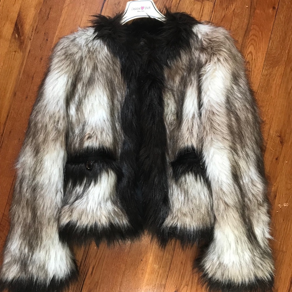 Lanvin H&M faux fur coat size 6 almost new
